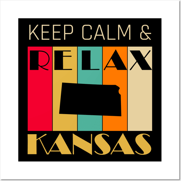 KANSAS - US STATE MAP - KEEP CALM & RELAX Wall Art by LisaLiza